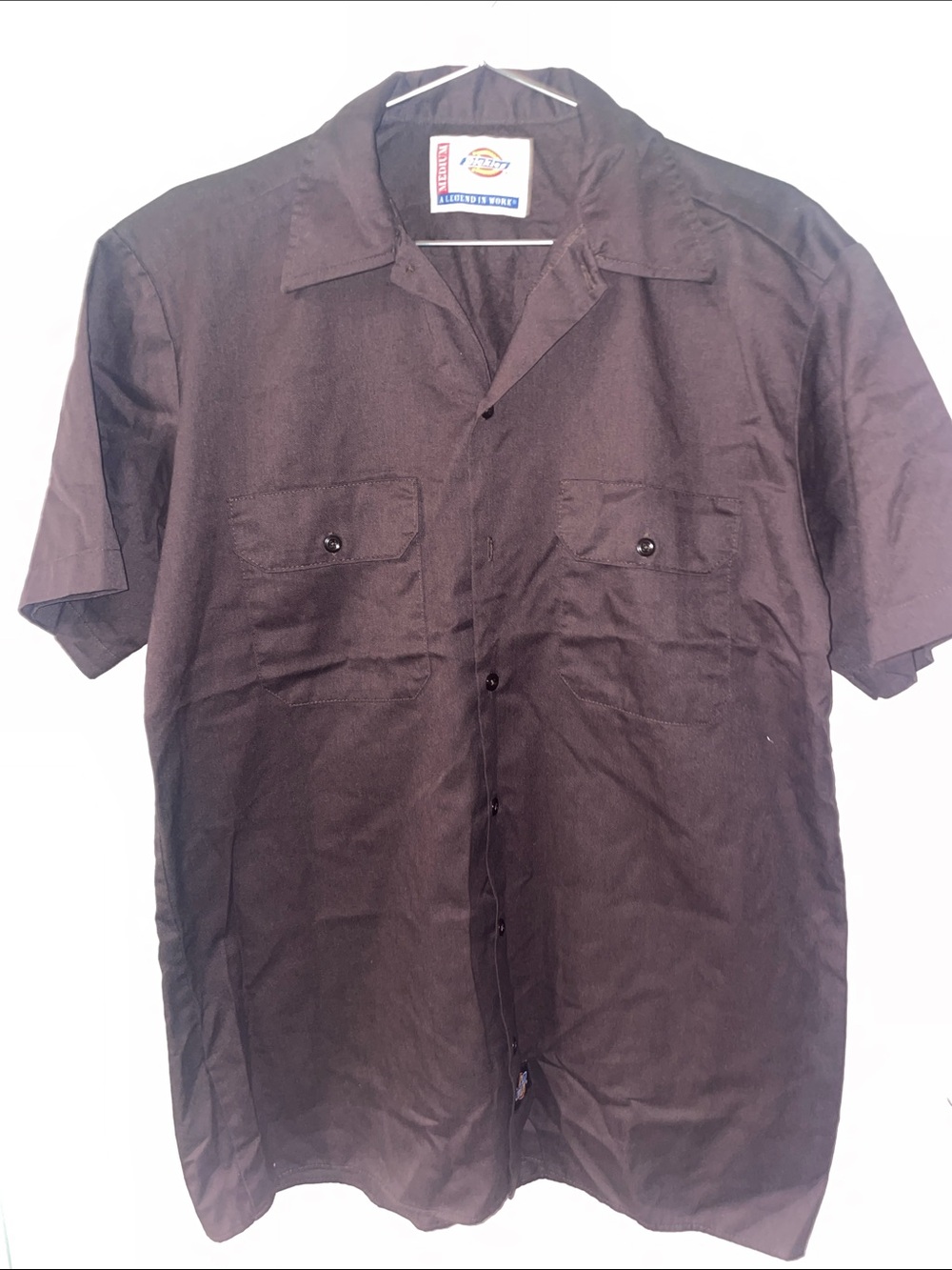 Dickies Men’s Short-Sleeve Button-Down Shirt in Dark Brown